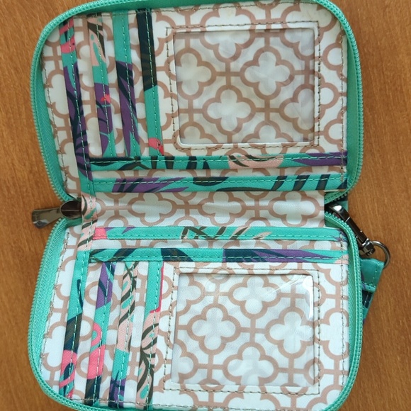 lug Bags Lug Rodeo 2 Compact Rfid Wallet In Flamingo Green Blue